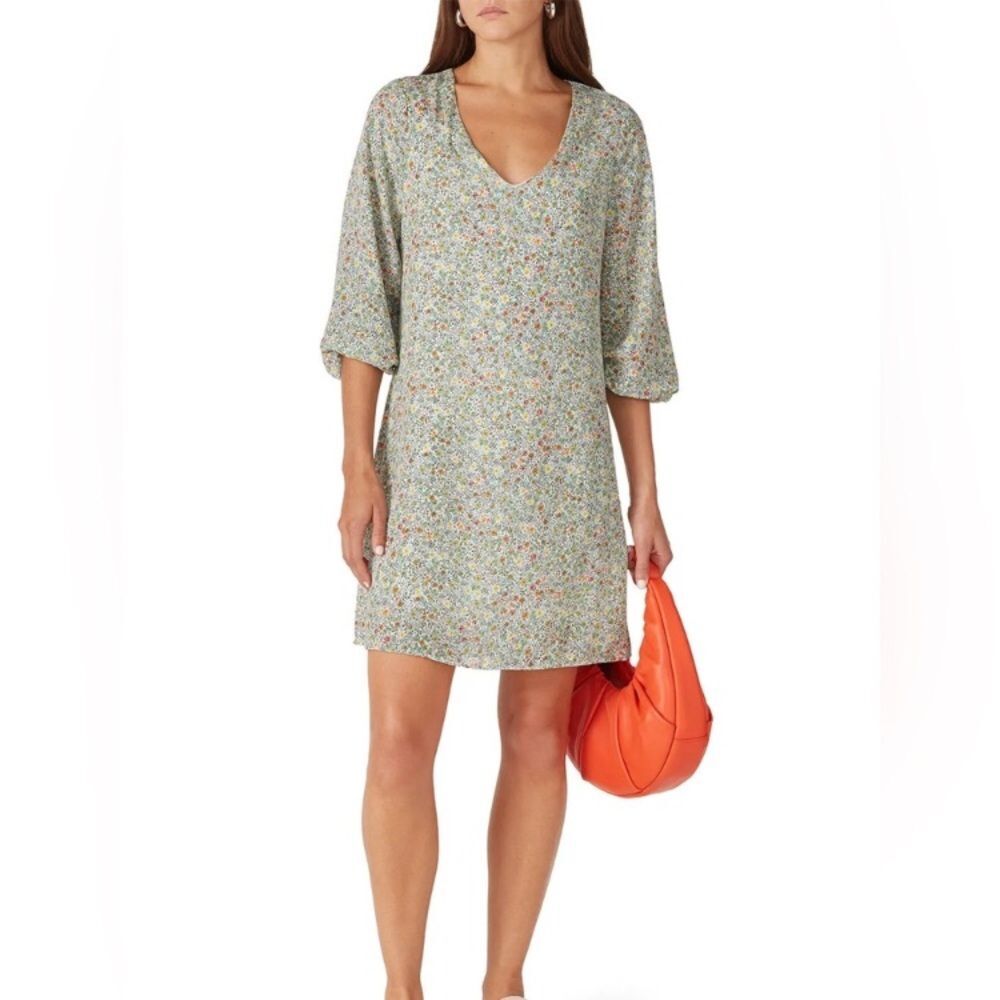 Louna SMALL Dress 3/4 Balloon sleeve Multi color floral micro printed chiffon
